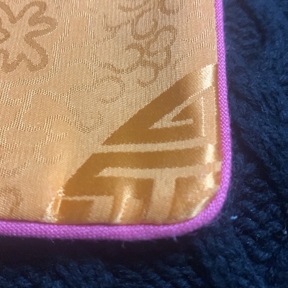 Asian Orange Silk Zippered pouch / all purpose/ makeup bag 9 x 6 - Picture 4 of 7